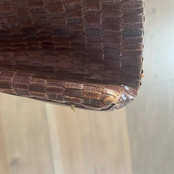 Vintage Fendi Brown Leather Woven Crossbody Bag - Picture 4 of 9
